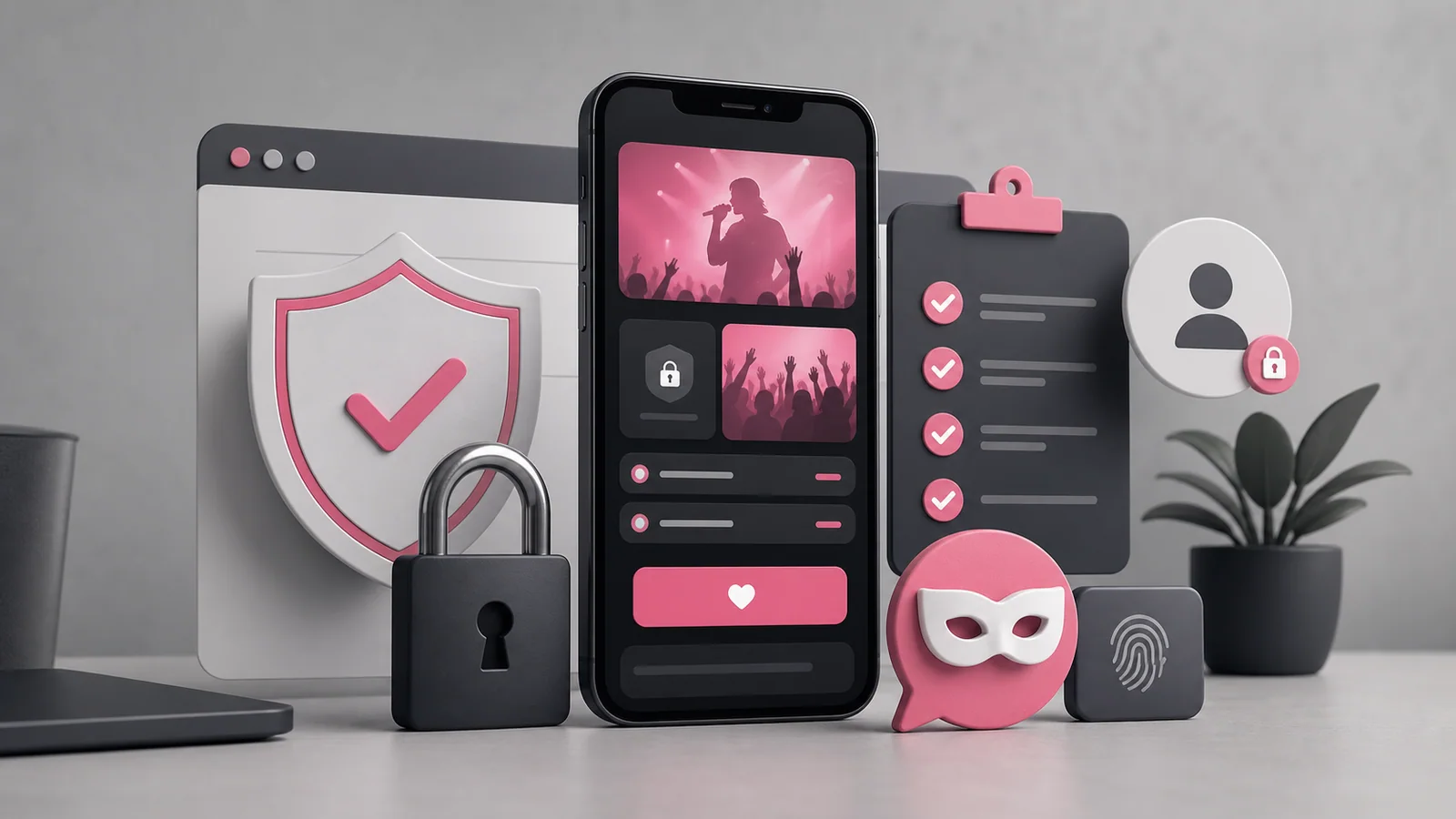 myfansを安全に使うための匿名性、身バレ防止、決済情報保護を表すアイキャッチ
